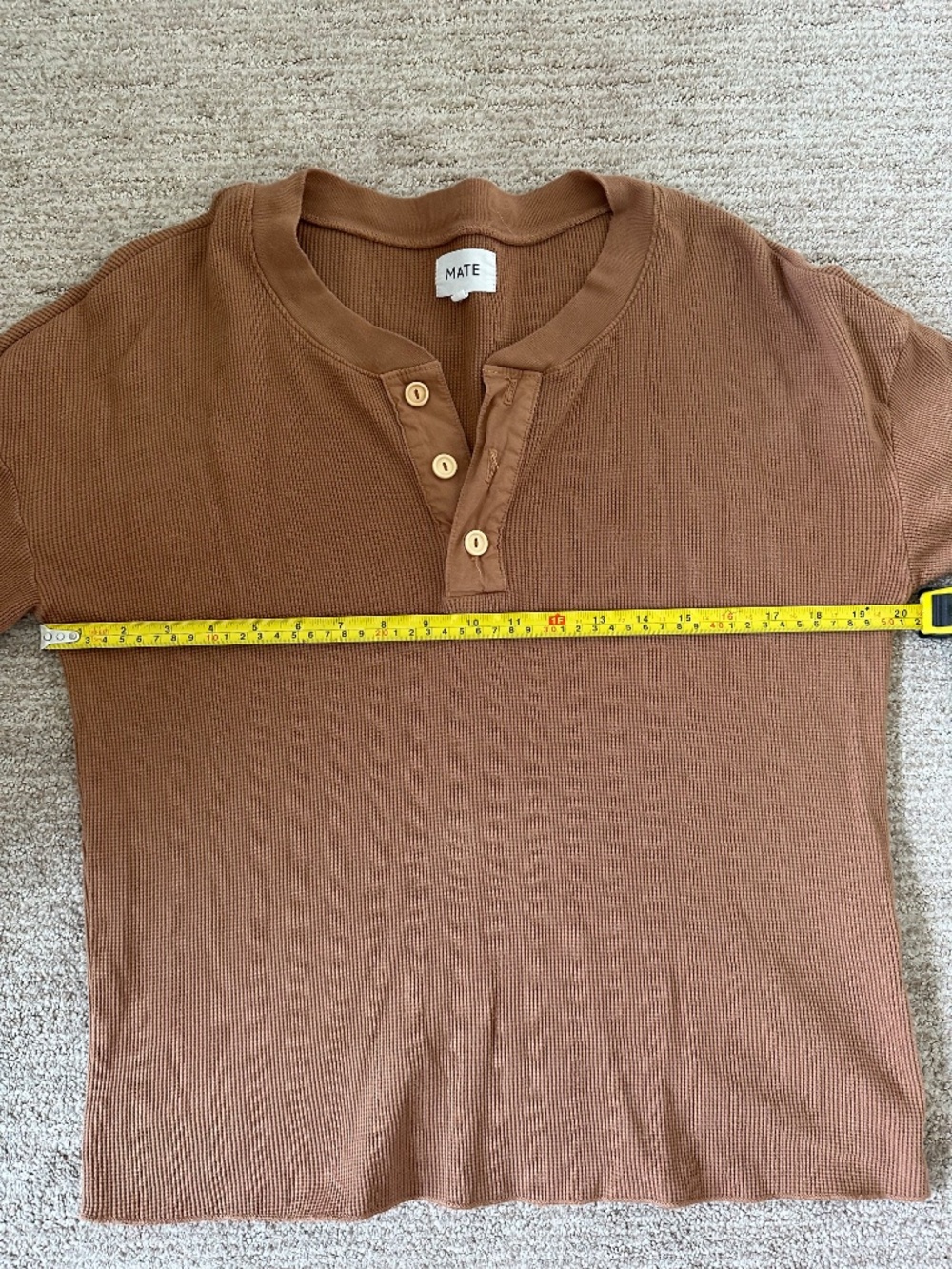 MATE the Label | Tawny Brown Waffle Henley - Picture 3 of 7